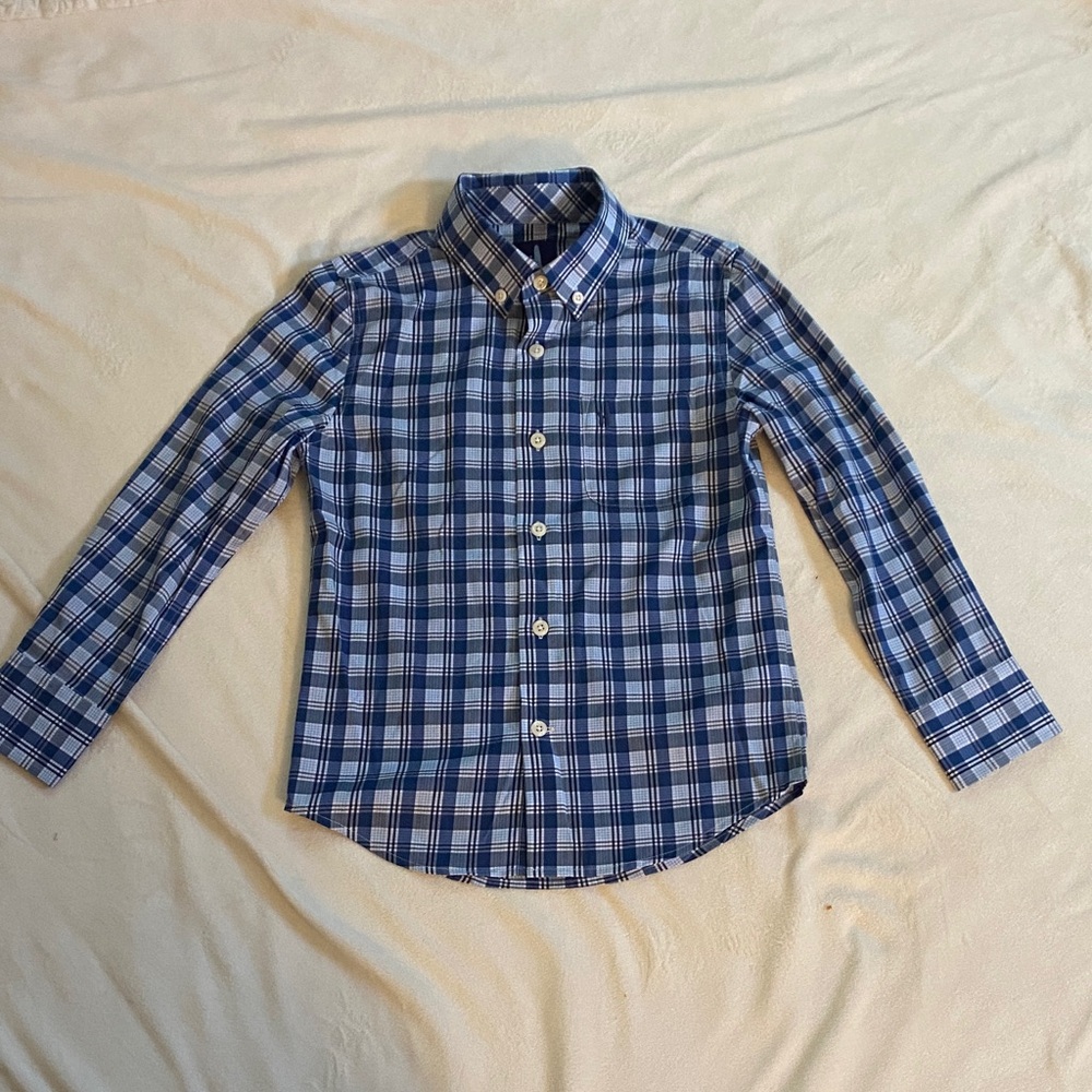 johnnie-O Navy and White Checkered Shirt